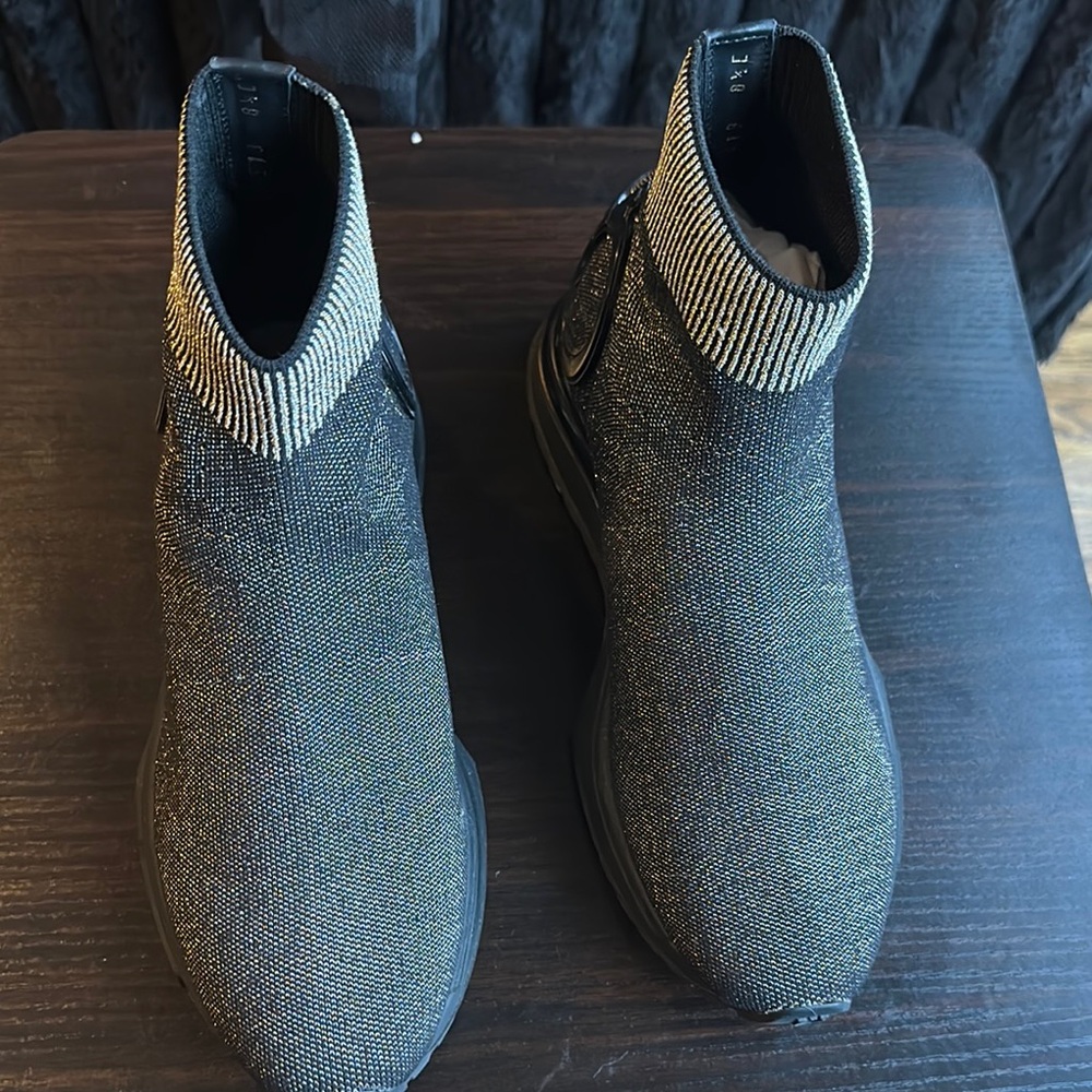 Salvatore Ferragamo Black and Gray Knit Sneakers